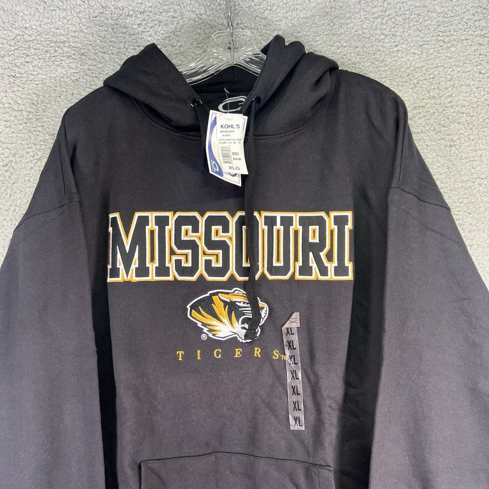 Missouri Tigers Hoodie Mens XL Black Embroidered Pullover Sweatshirt NCAA